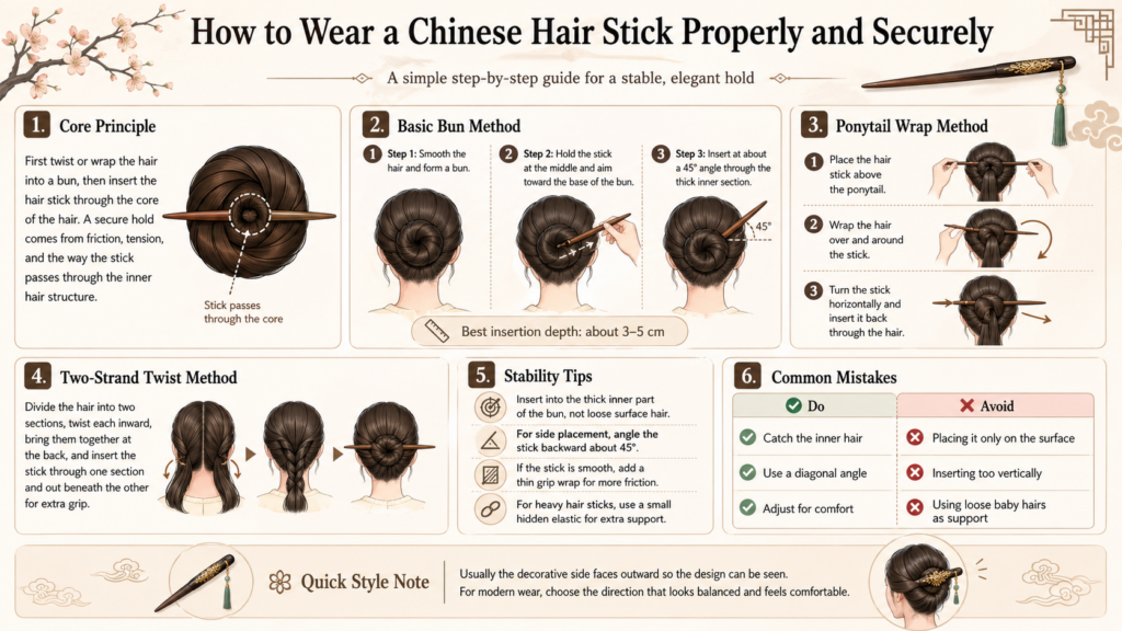 how to wear a chinese hair stick properly and securely