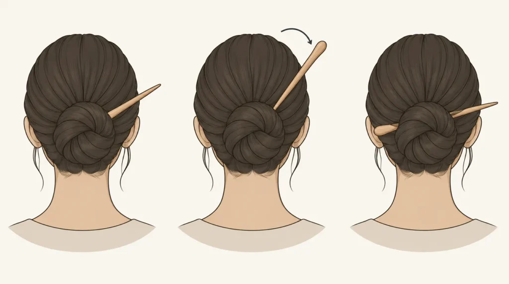 hair stick anchor scoop and flip steps